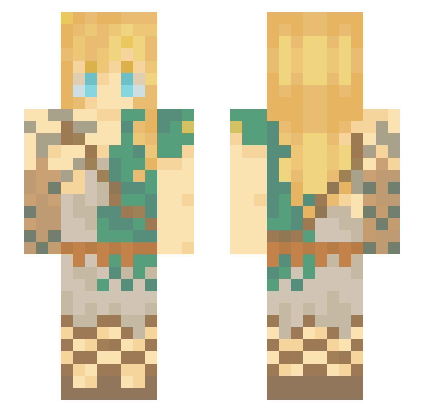 RoastedRye Minecraft skin, front and back view