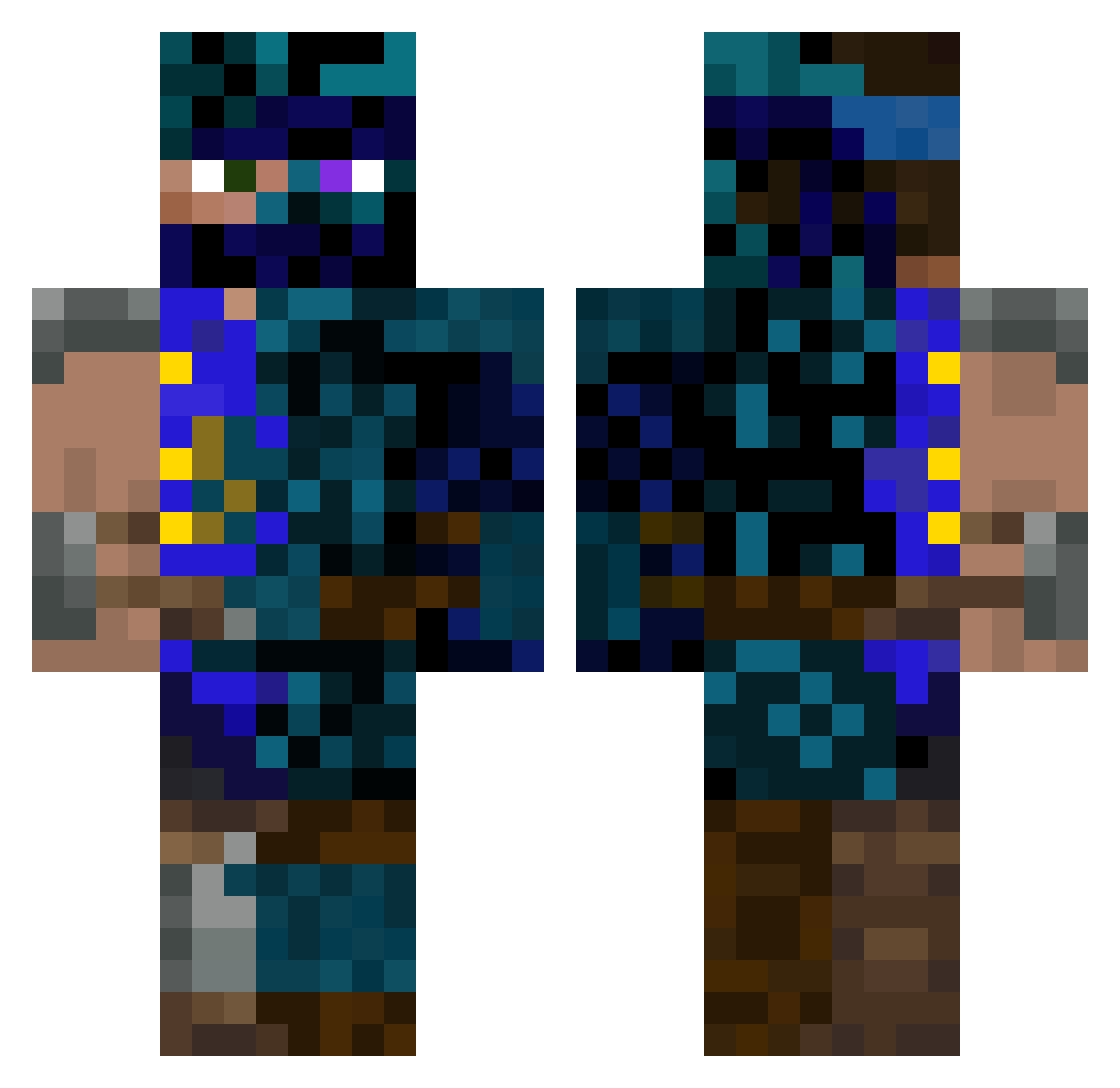 SoleSticker Minecraft skin, front and back view