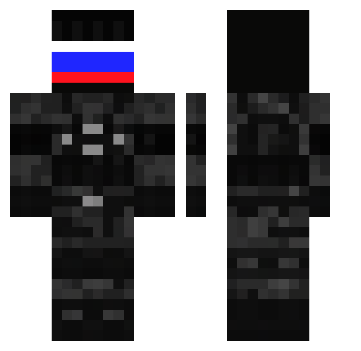 redman08 Minecraft skin, front and back view