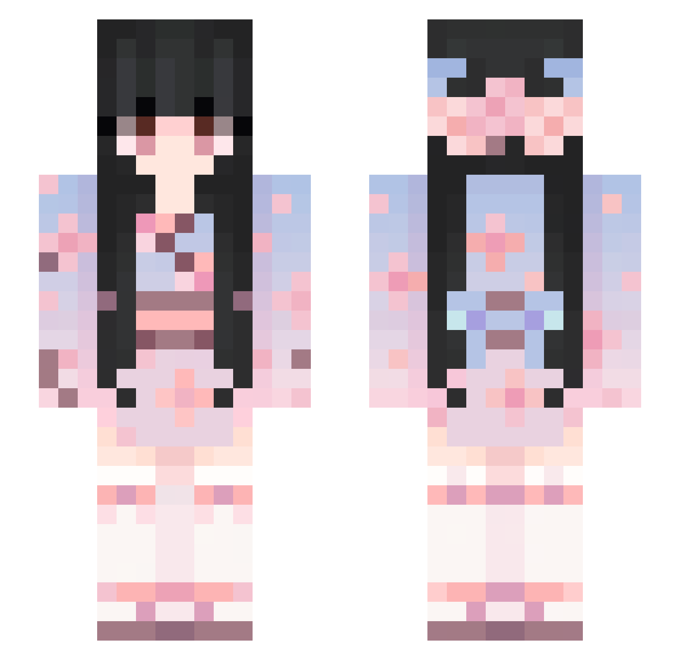 M1OK4NA Minecraft skin, front and back view