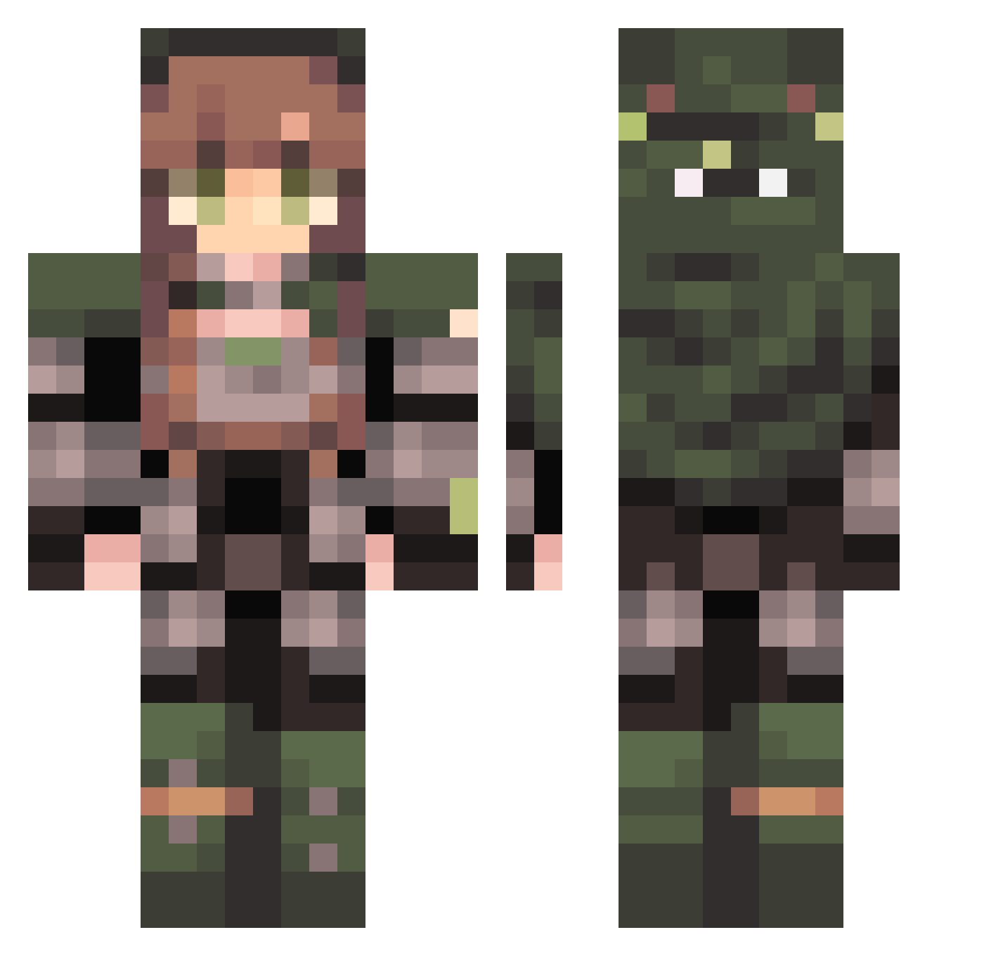 Killer38830 Minecraft skin, front and back view