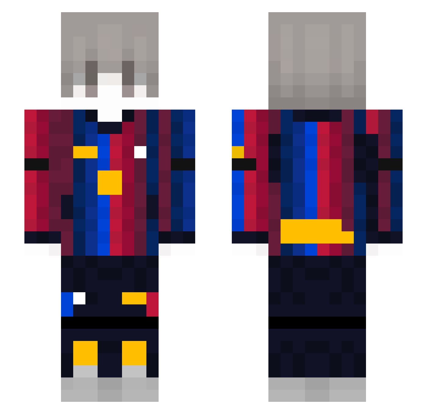 Siamois Minecraft skin, front and back view