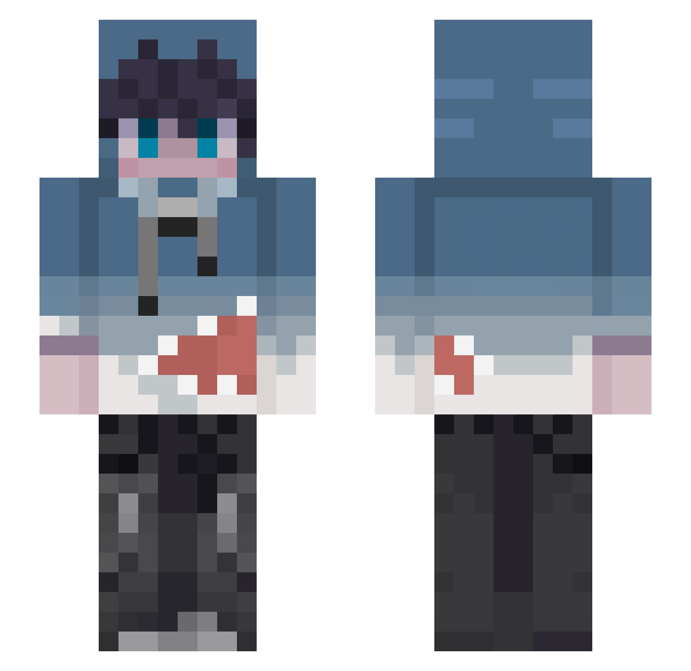 RU6YY Minecraft skin, front and back view