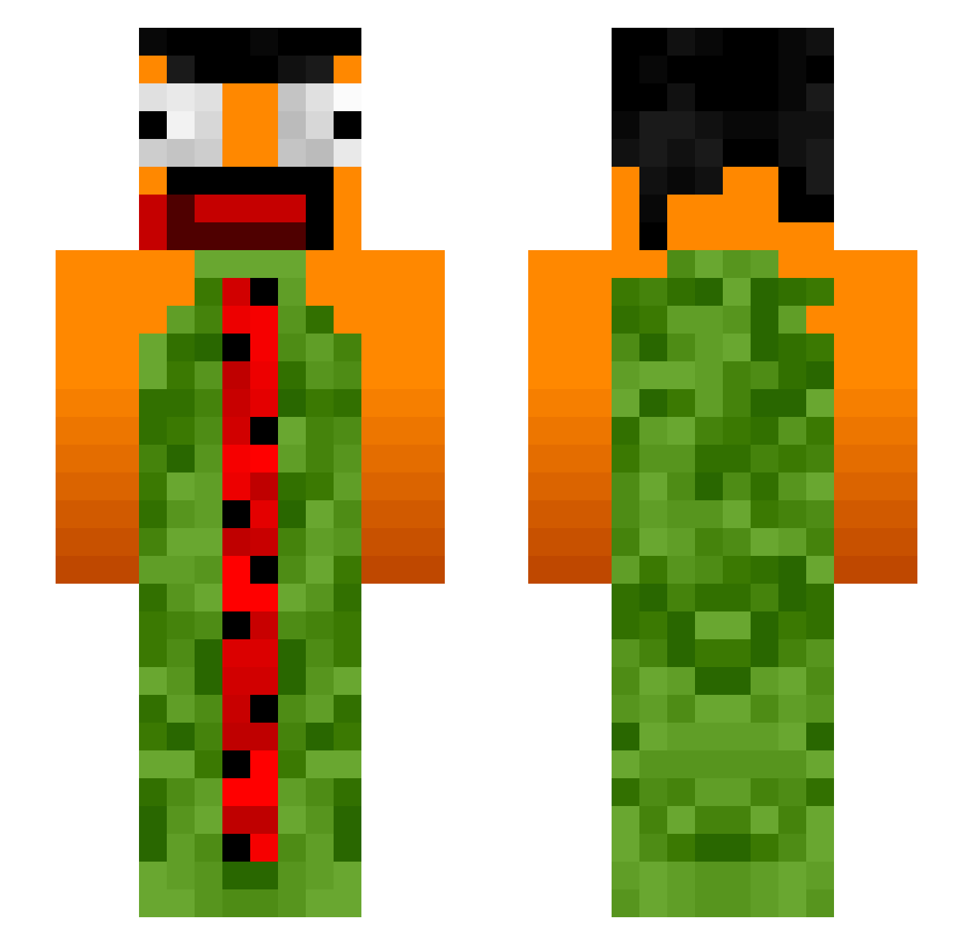 teringer Minecraft skin, front and back view