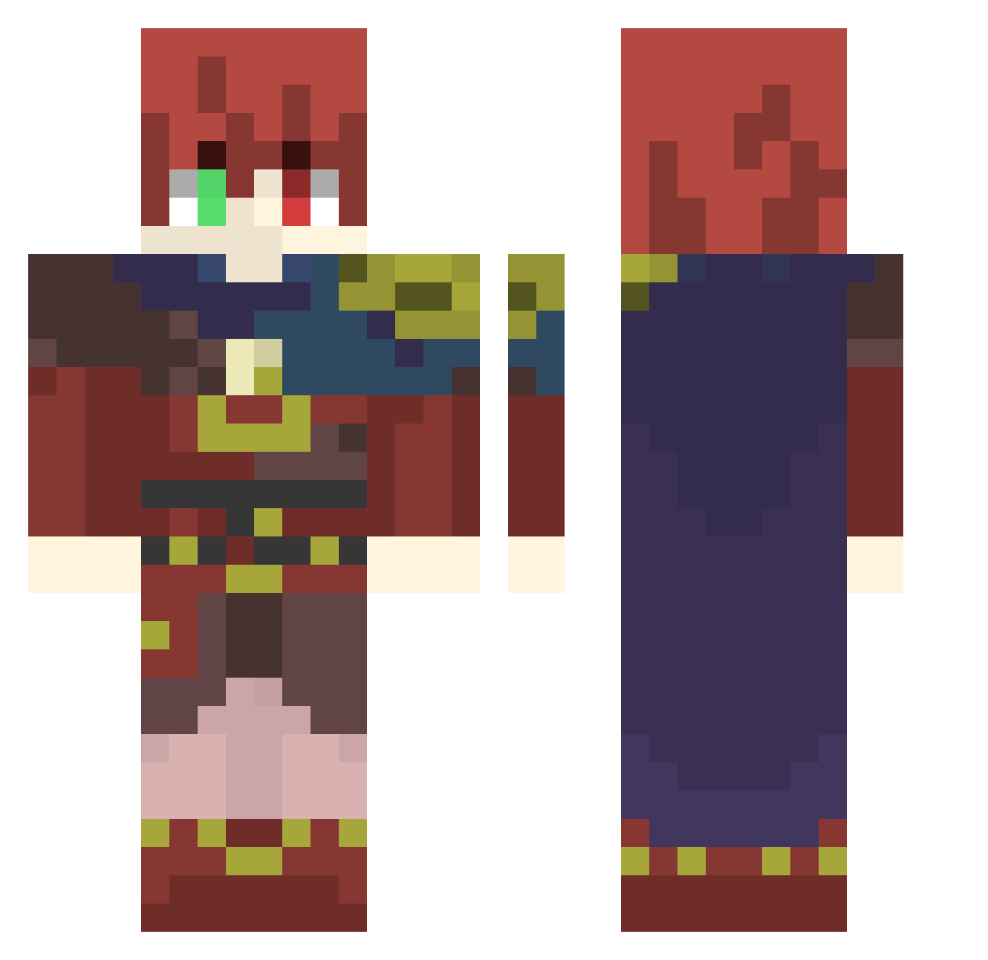 RedoOfHealer_ Minecraft skin, front and back view