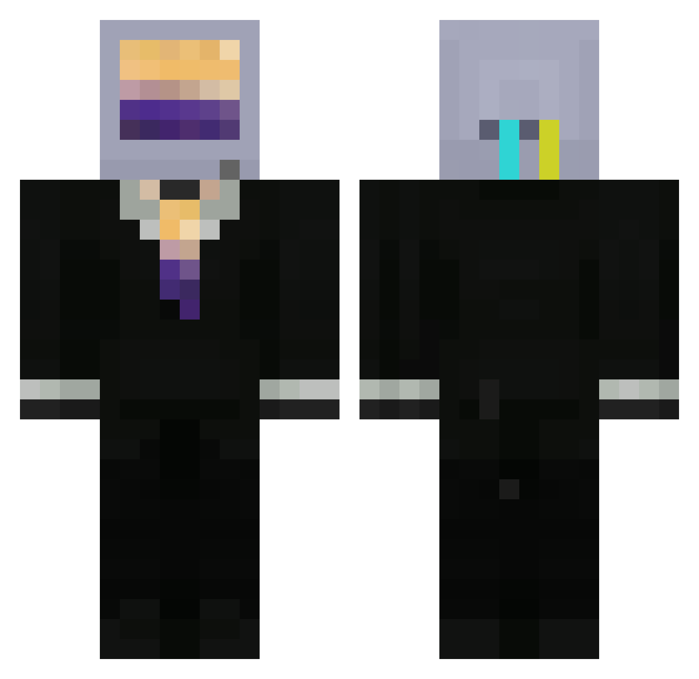 Xayahnne Minecraft skin, front and back view