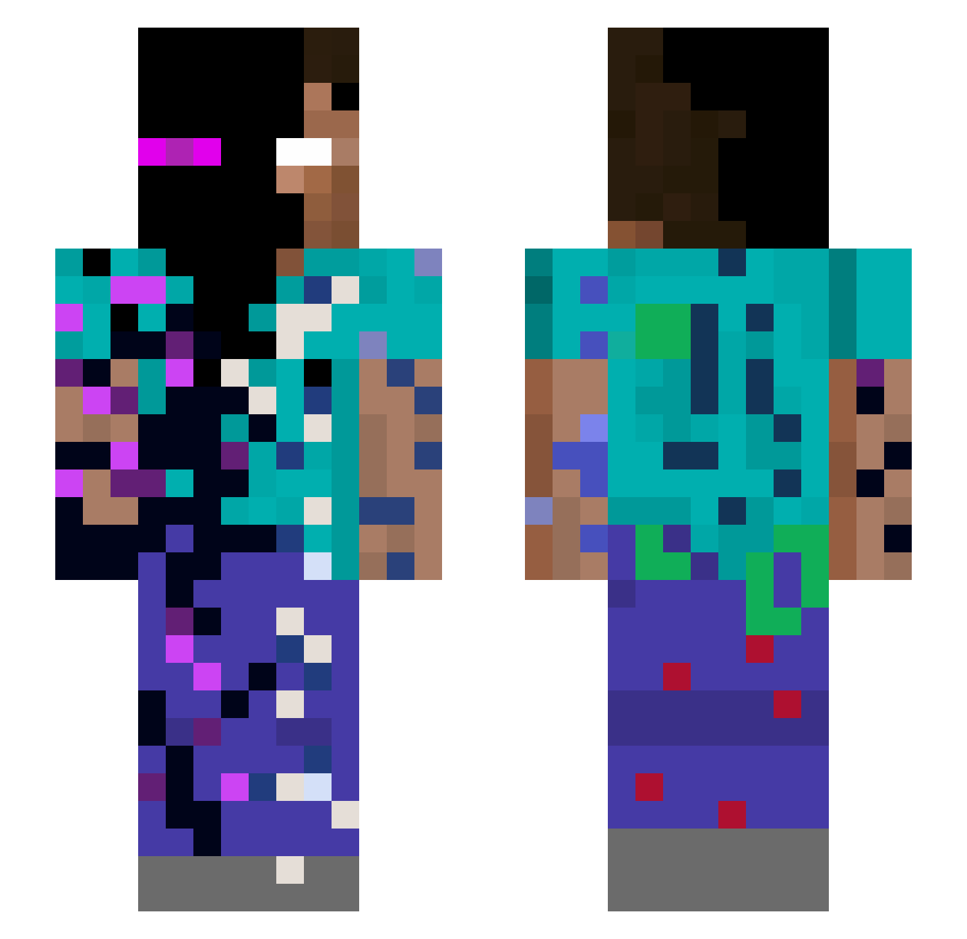 Duncan55 Minecraft skin, front and back view