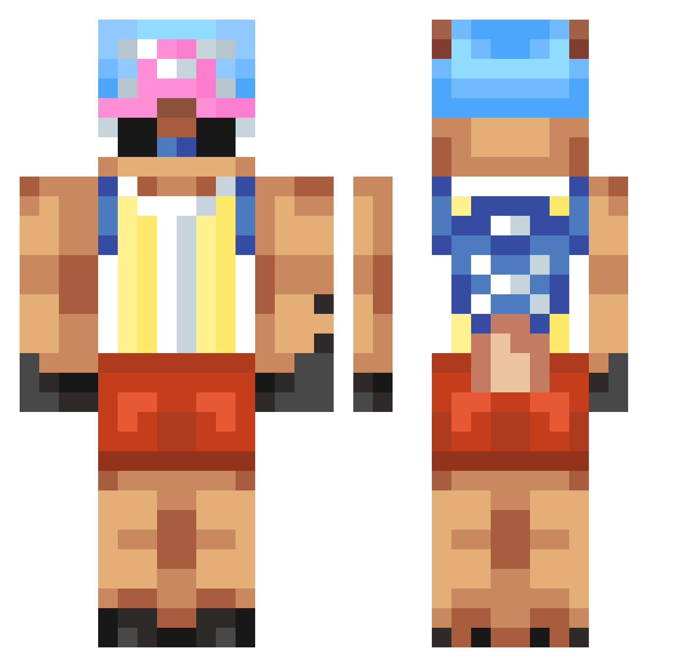 N04N0H Minecraft skin, front and back view
