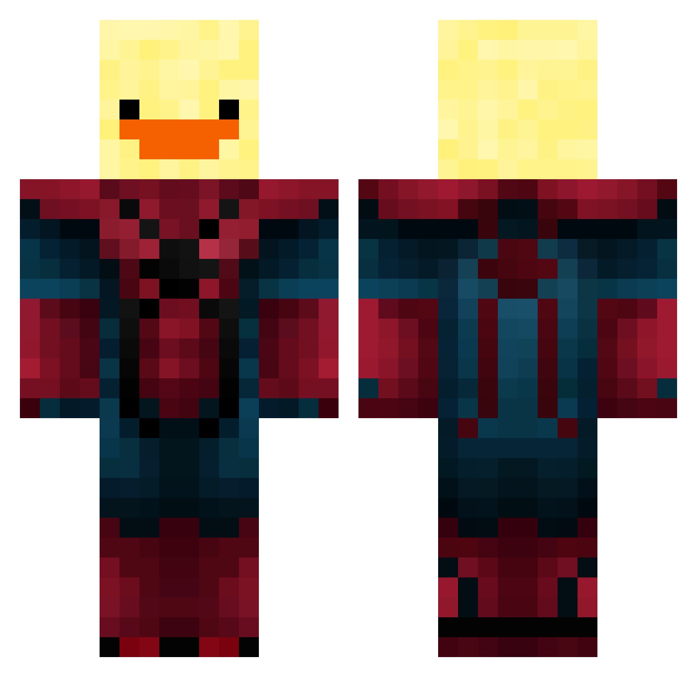 GraveHD Minecraft skin, front and back view