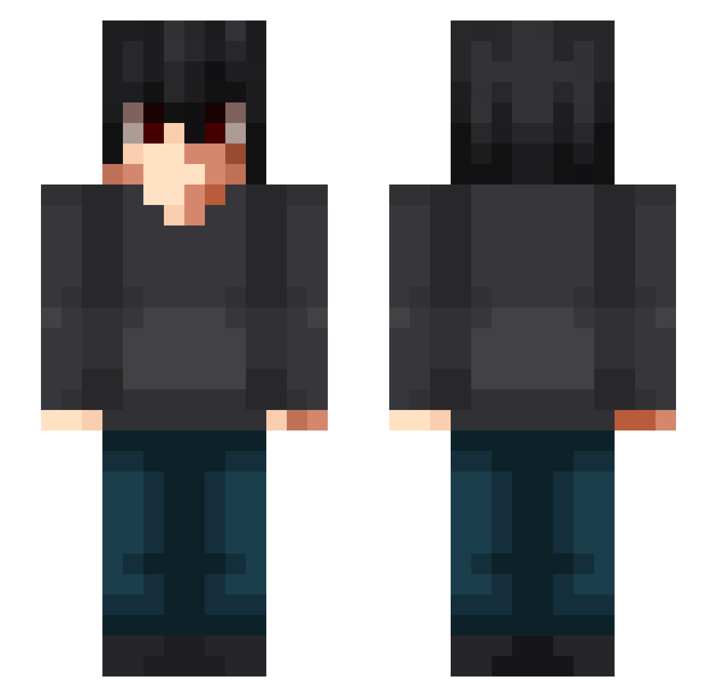 ziolux Minecraft skin, front and back view