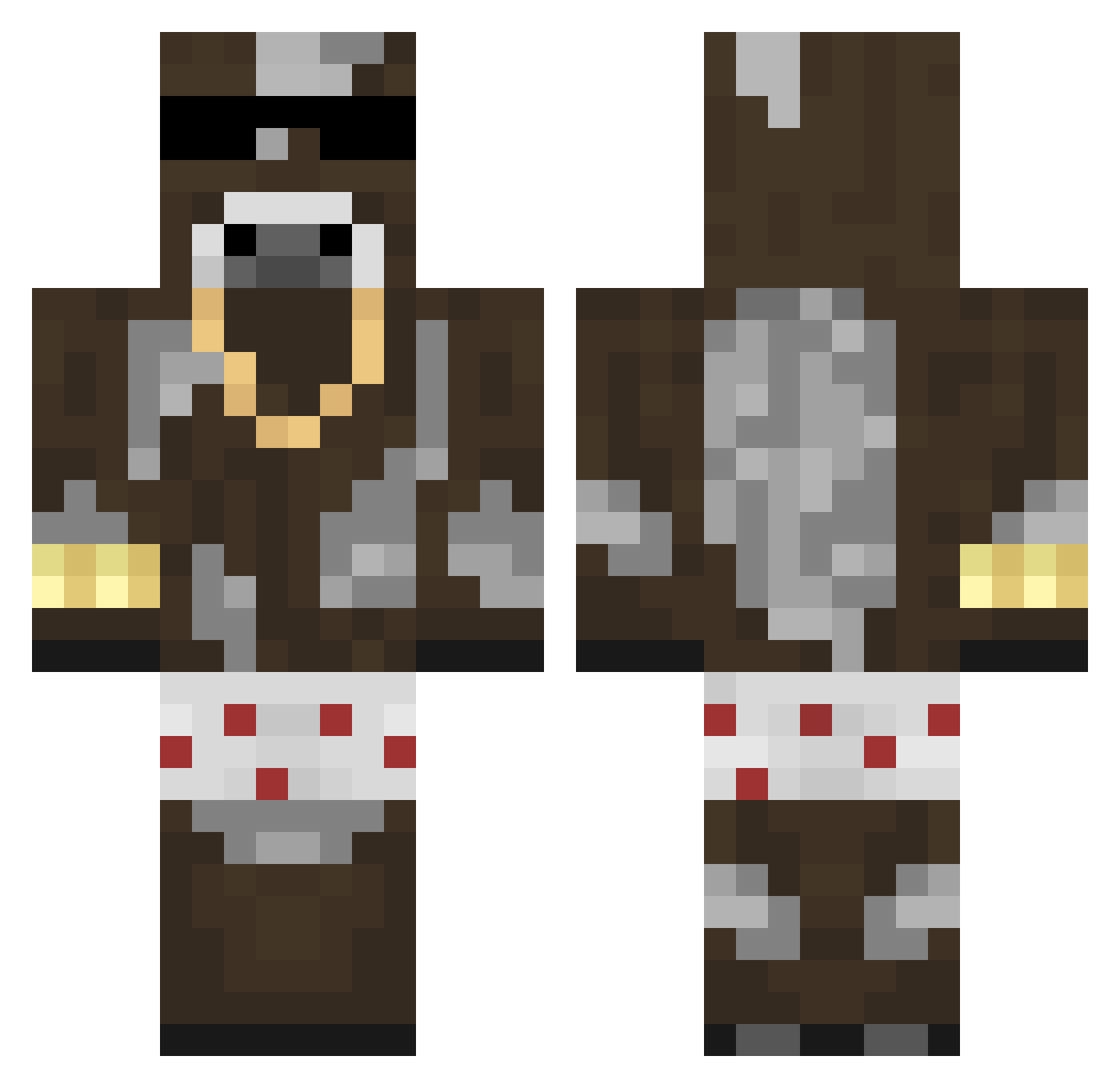 Wubbern Minecraft skin, front and back view