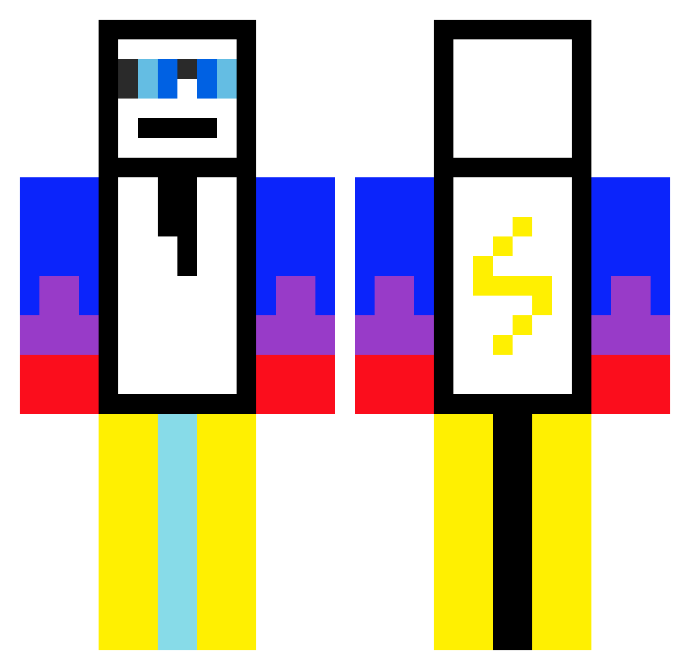 underfeel Minecraft skin, front and back view