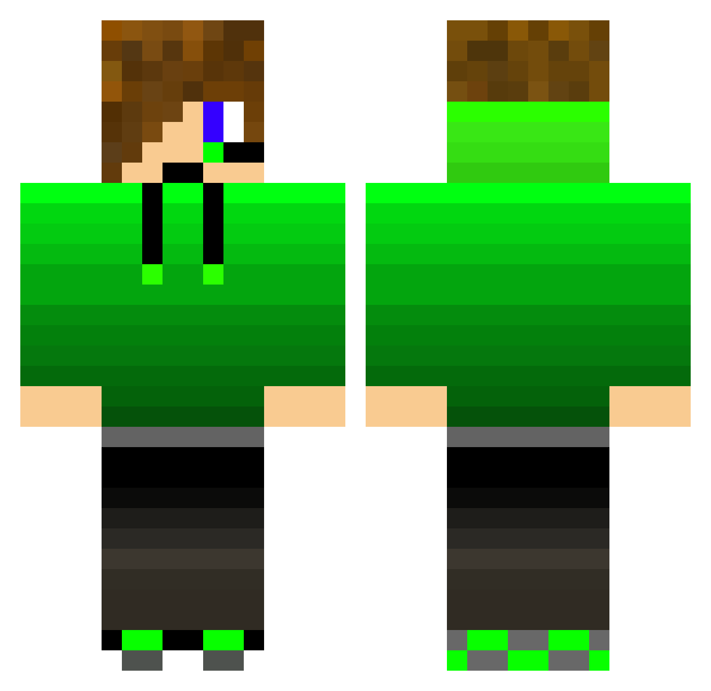 69pingg Minecraft skin, front and back view
