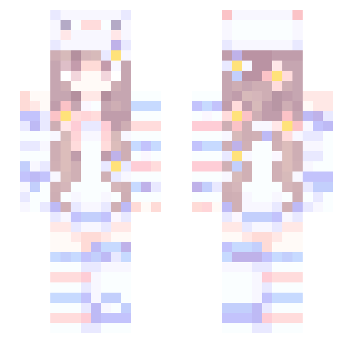 Philflames Minecraft skin, front and back view