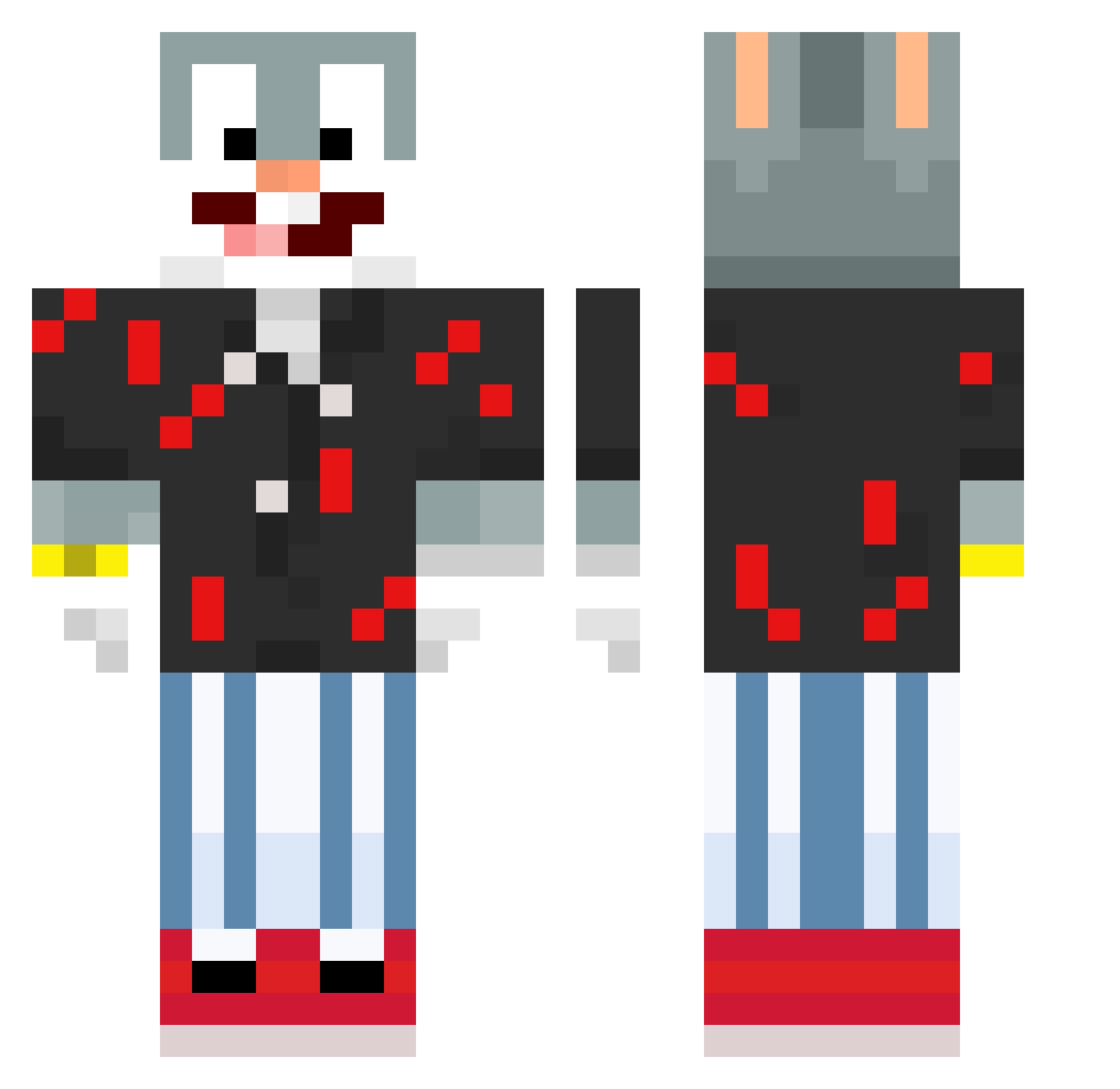 30Yeet Minecraft skin, front and back view