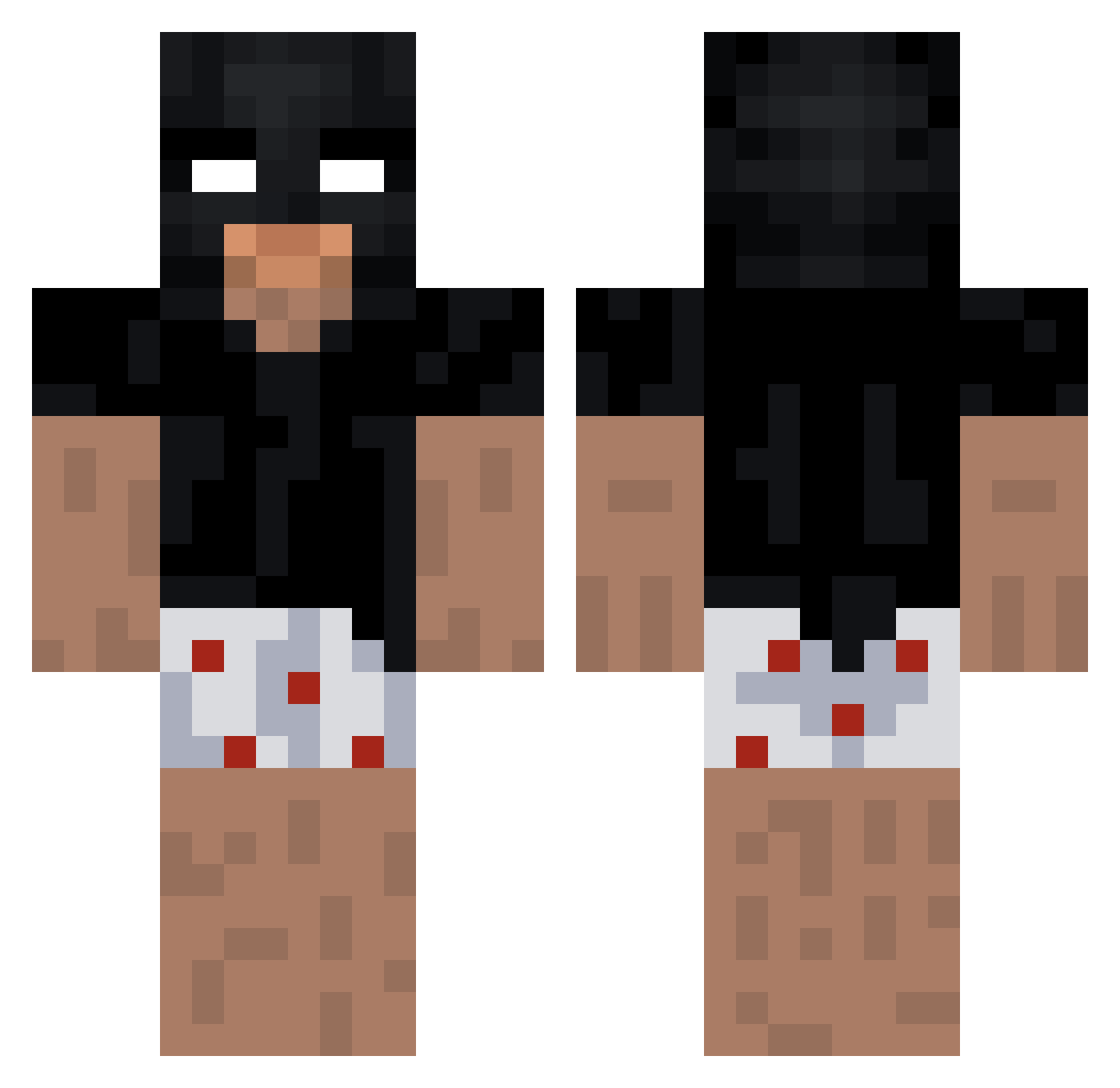 Houminws Minecraft skin, front and back view