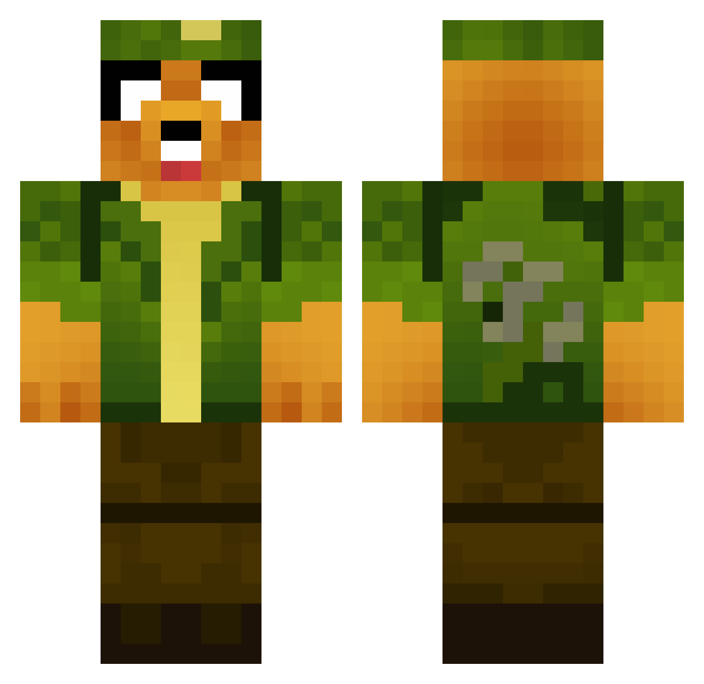 A_Jake_the_Dog Minecraft skin, front and back view