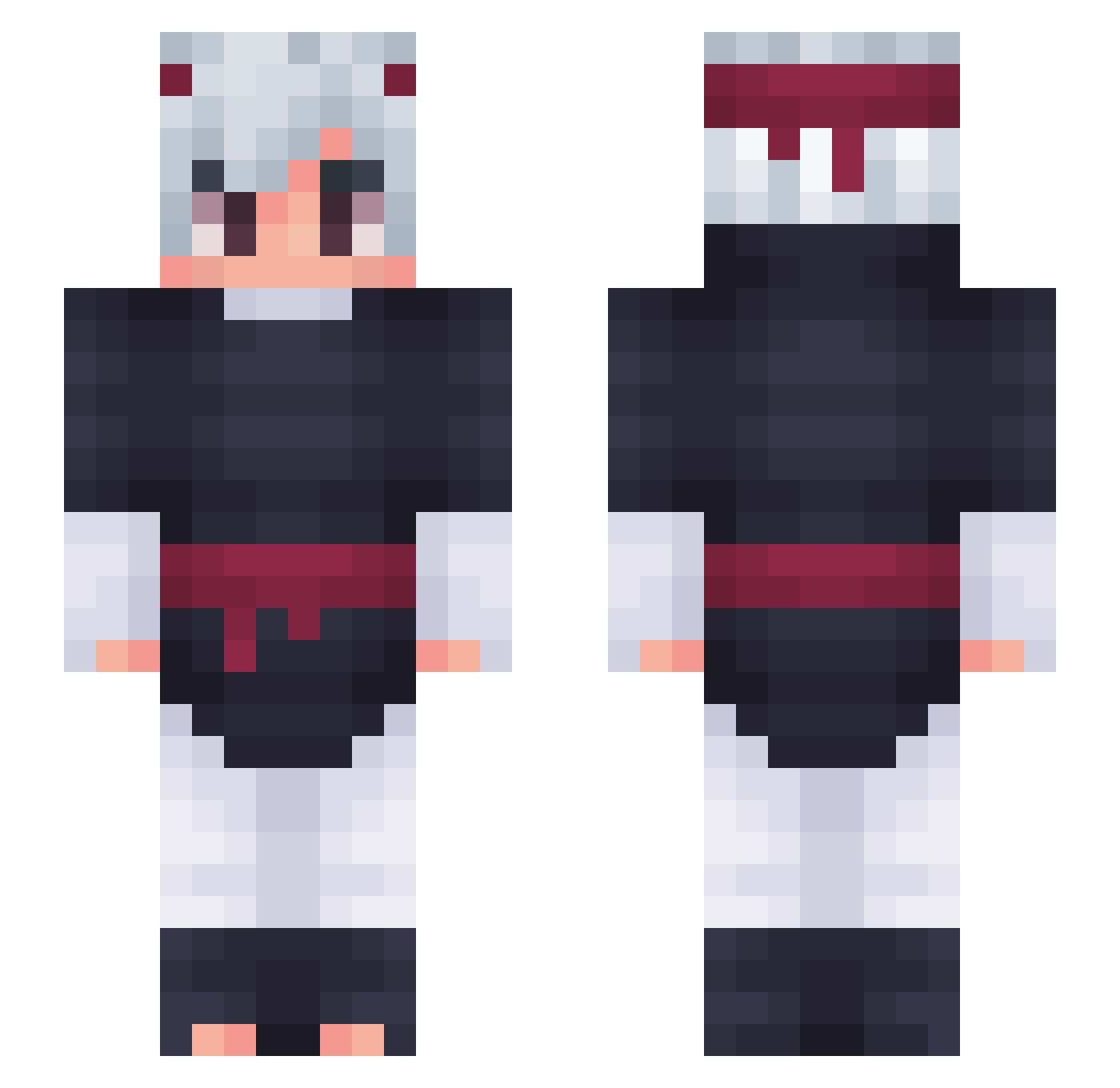 Dinosixer Minecraft skin, front and back view