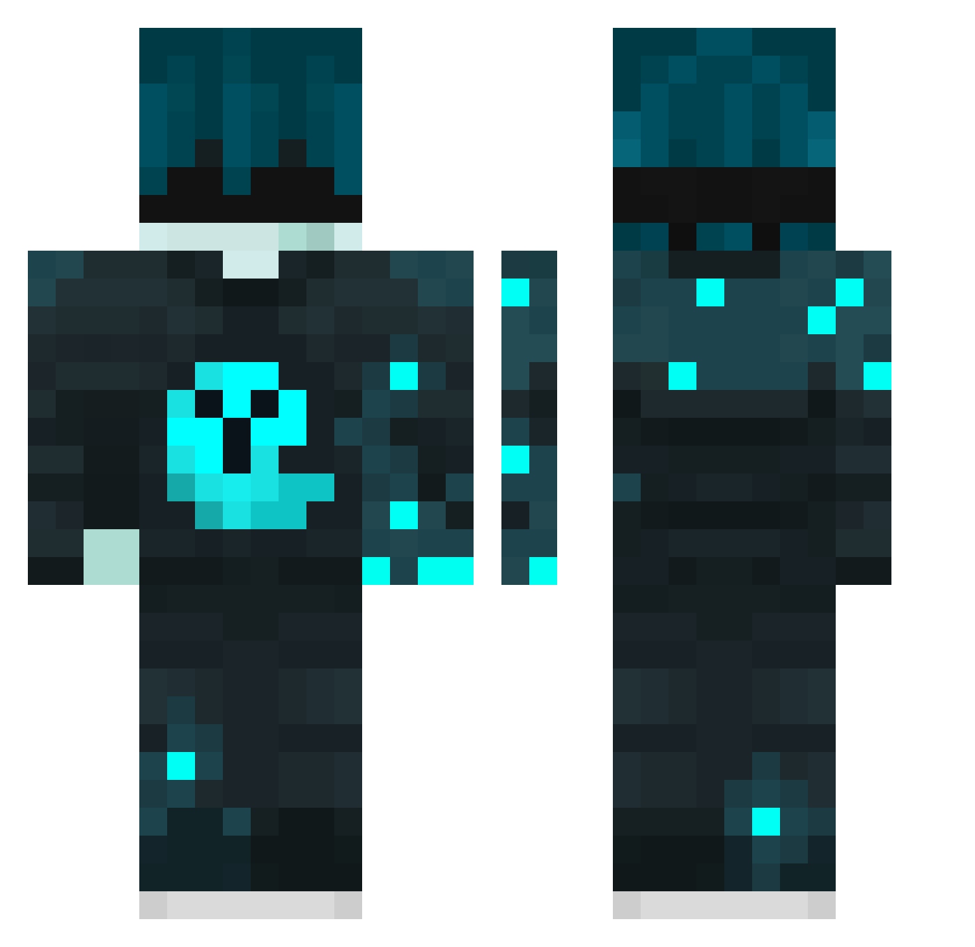 M0KKHA Minecraft skin, front and back view