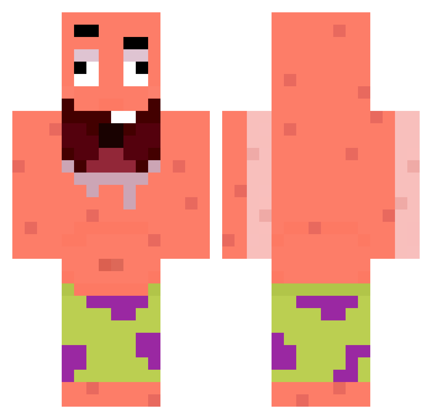 SpongeyPebble Minecraft skin, front and back view