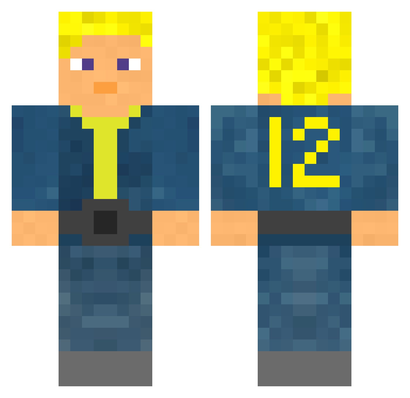 Flambage Minecraft skin, front and back view