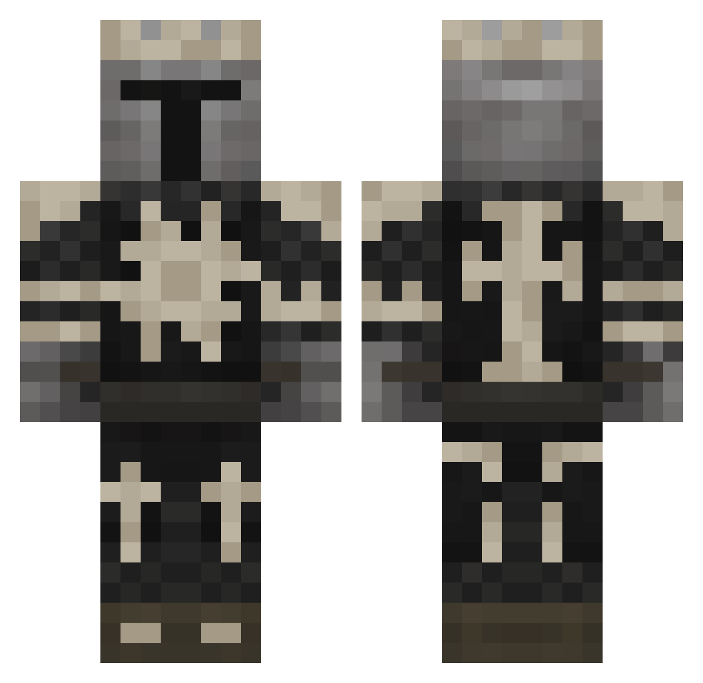 Rivize Minecraft skin, front and back view