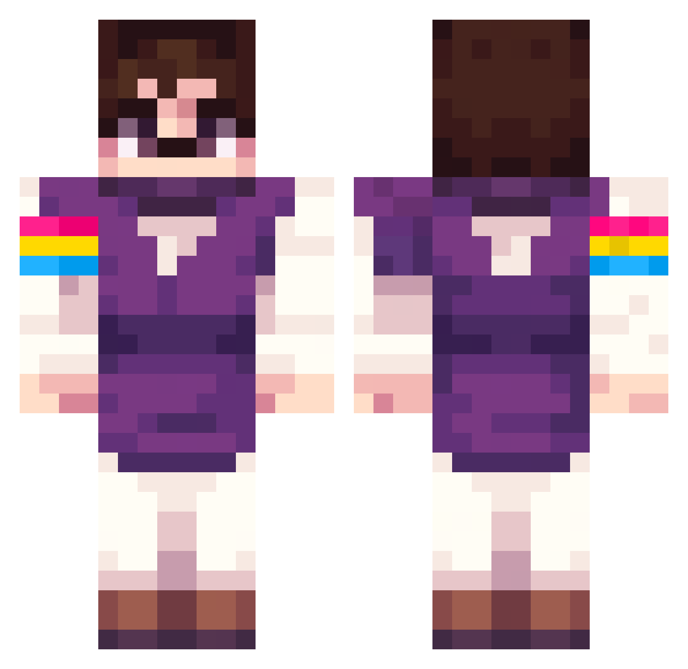 3ELAX Minecraft skin, front and back view