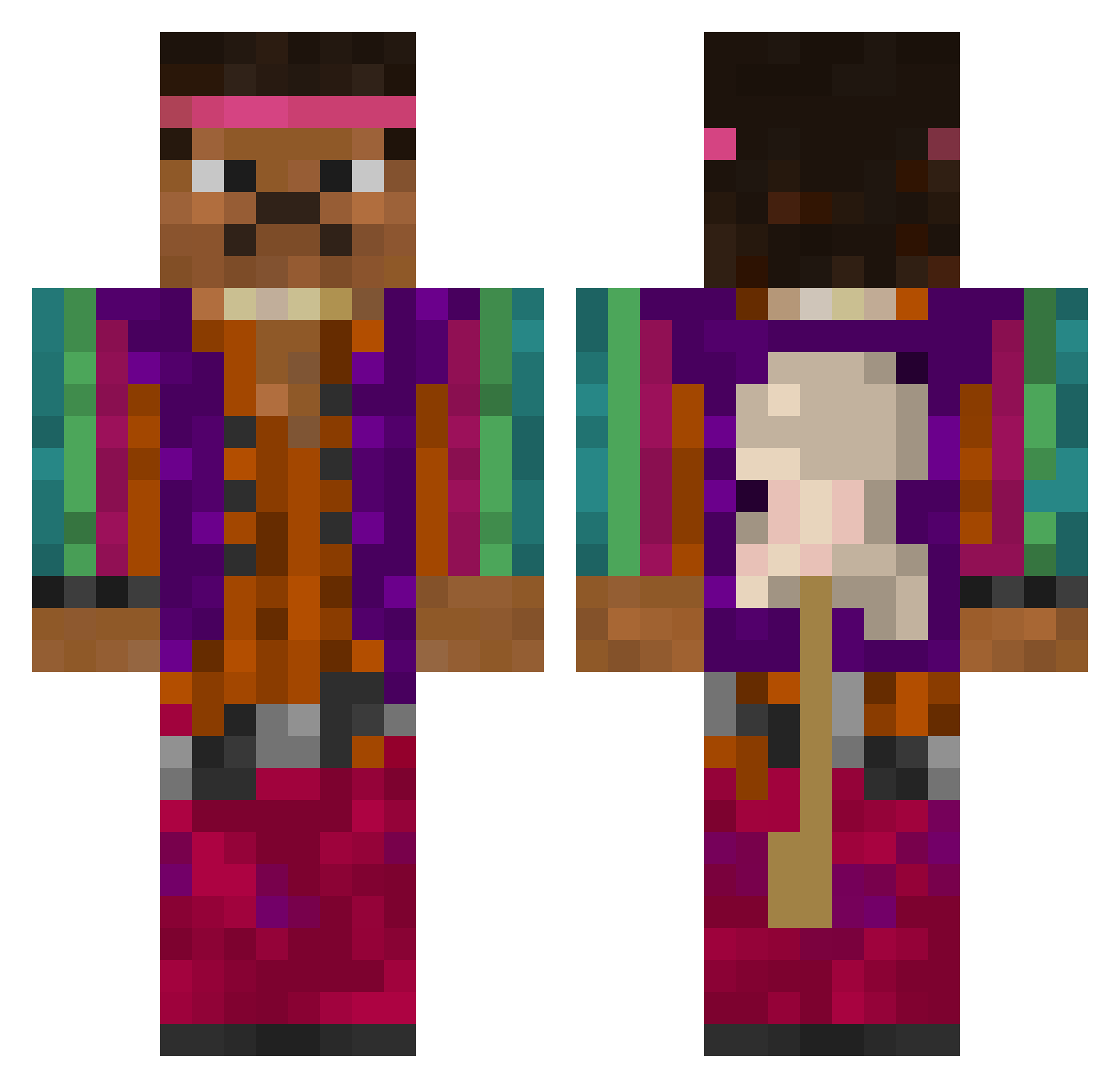 not_koks Minecraft skin, front and back view