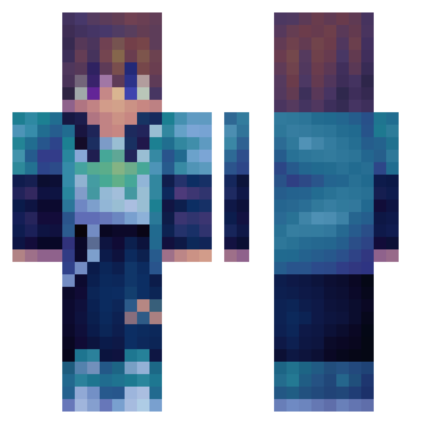 RivRun Minecraft skin, front and back view