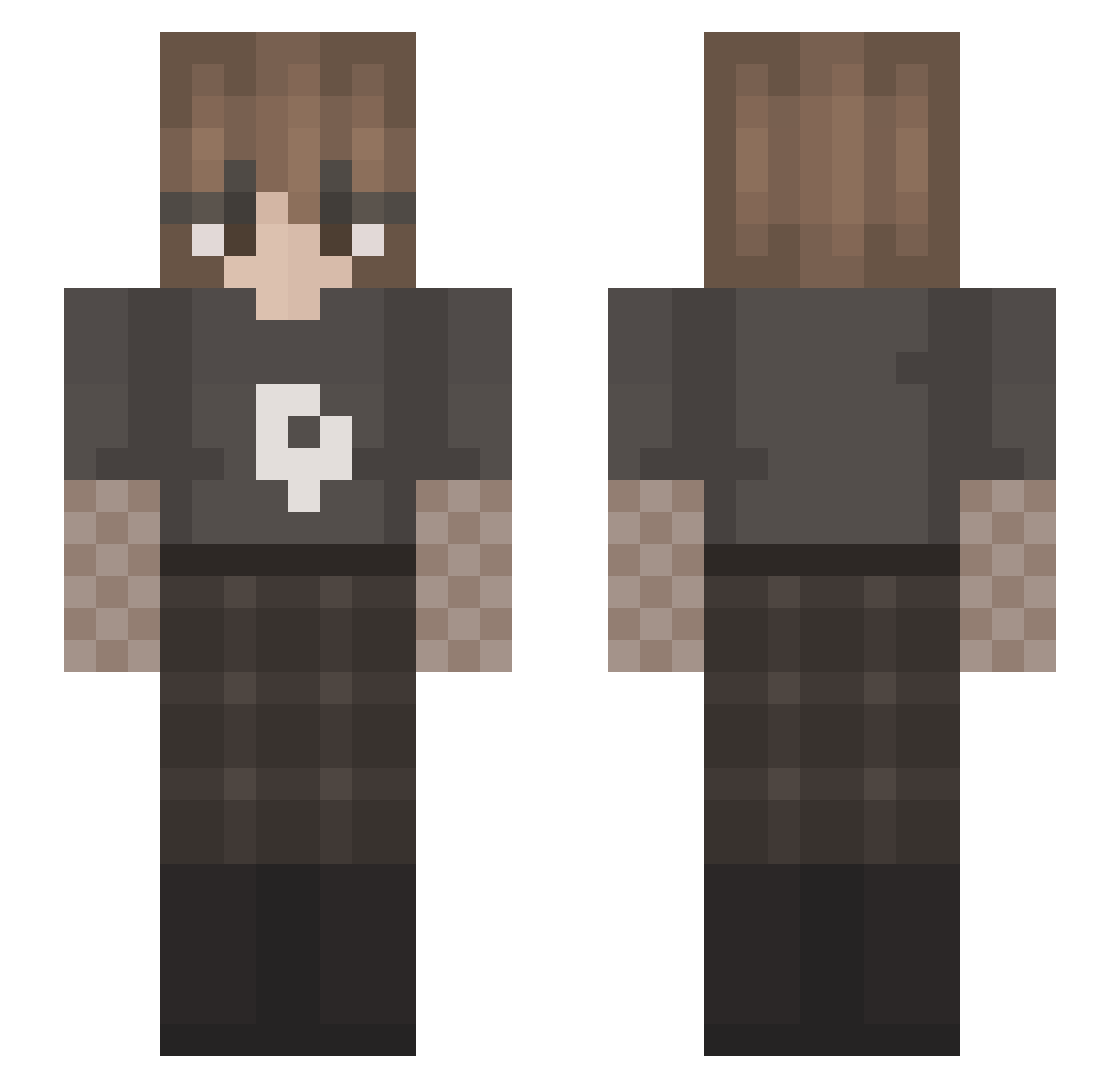 Lanky1208 Minecraft skin, front and back view