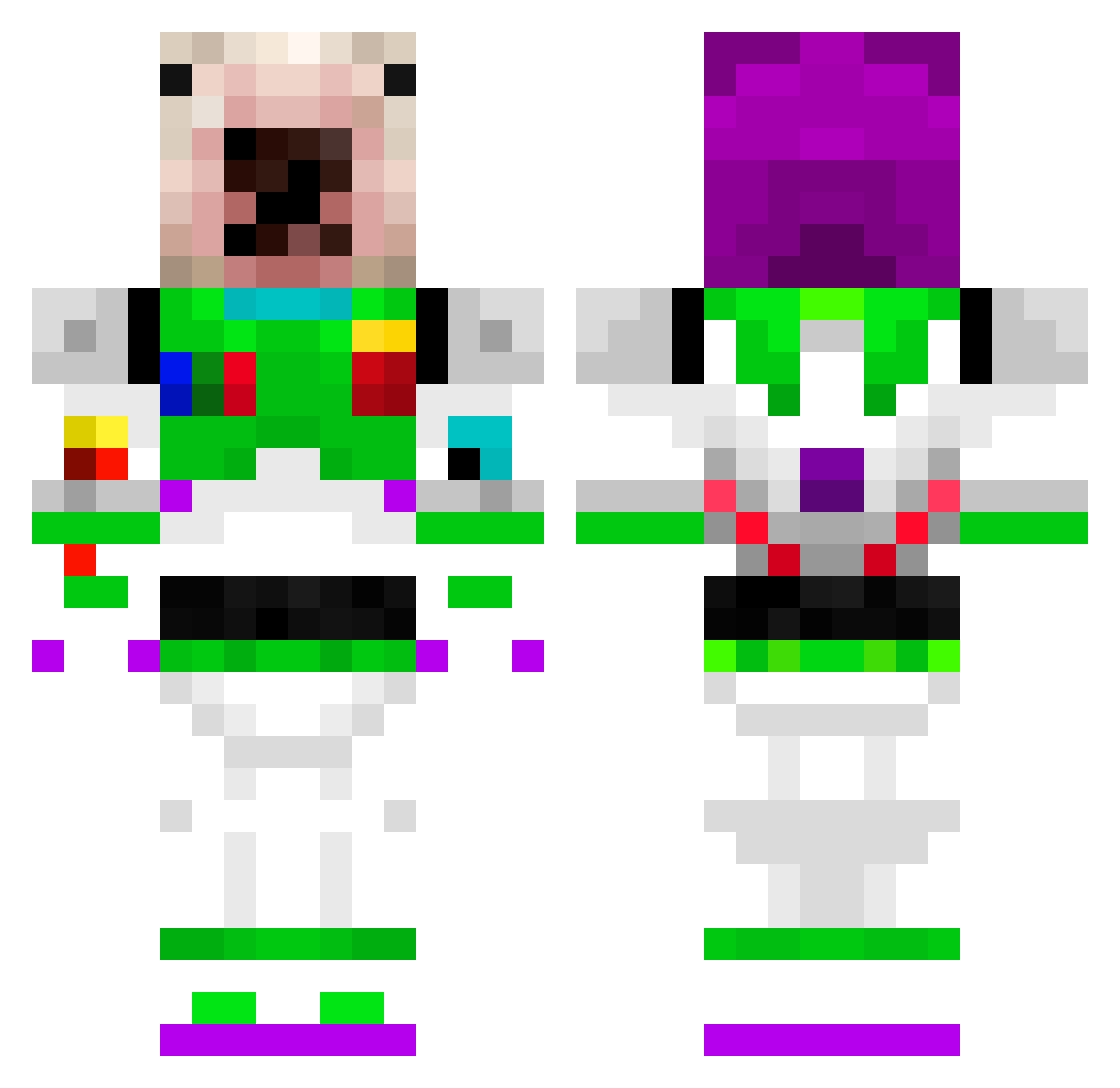 Daxilys Minecraft skin, front and back view