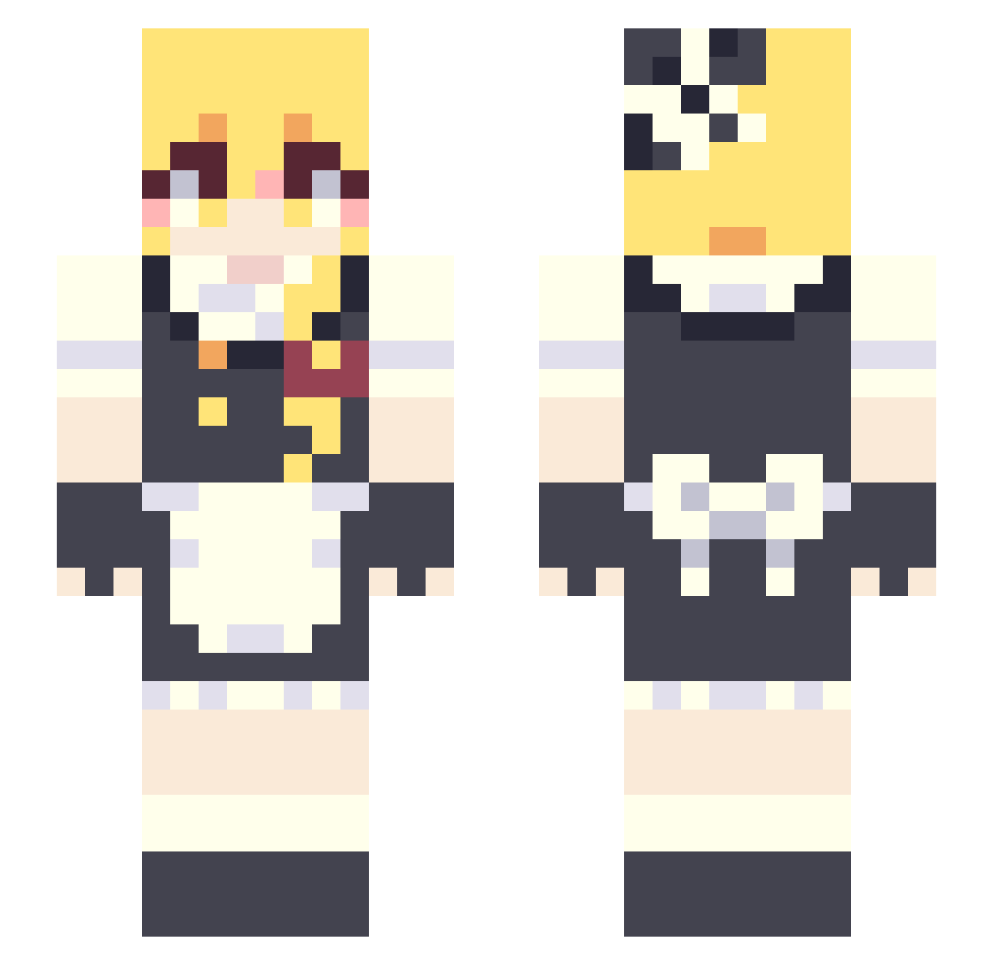 Pinkush_ Minecraft skin, front and back view