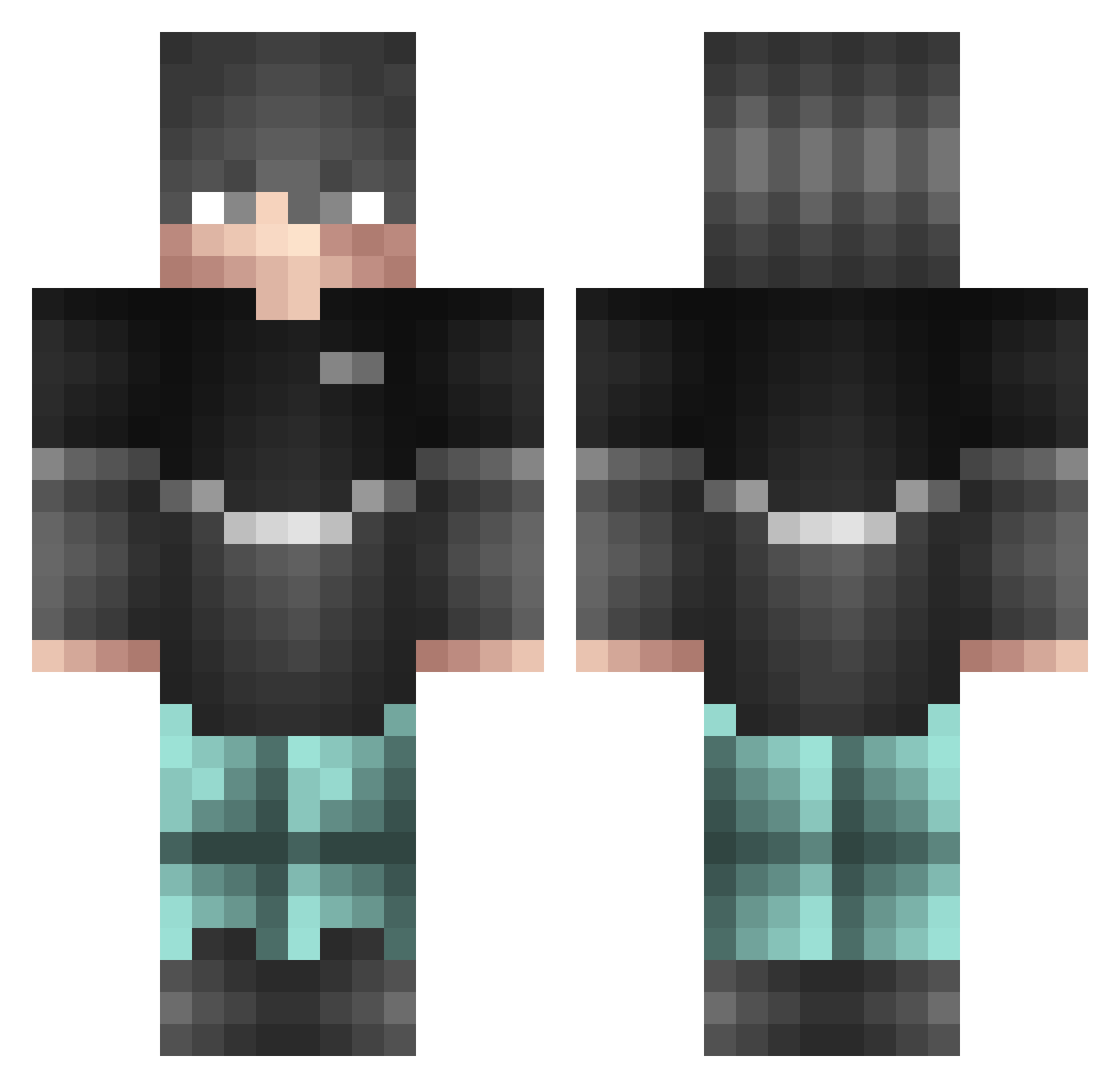 Squaly Minecraft skin, front and back view