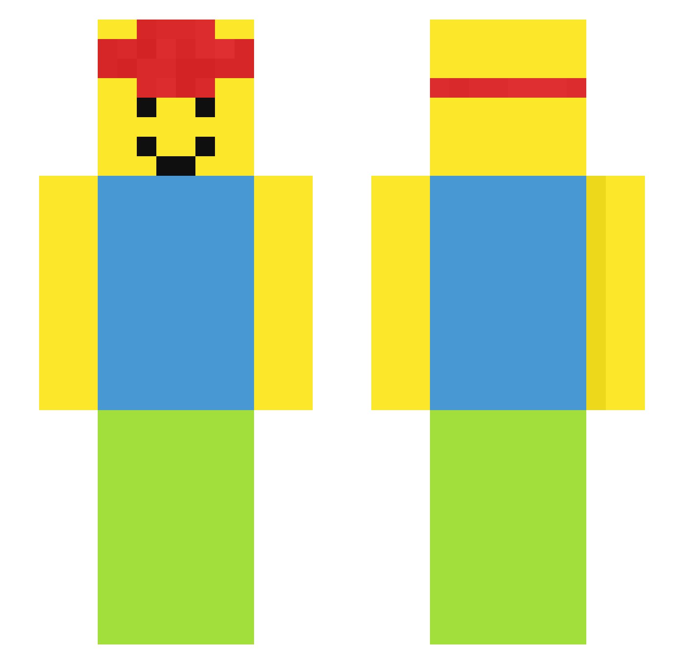 2fye Minecraft skin, front and back view