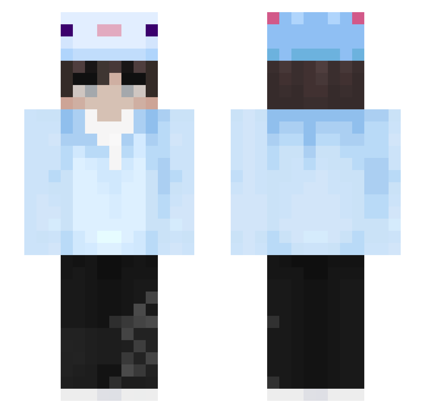mvrclvca Minecraft skin, front and back view