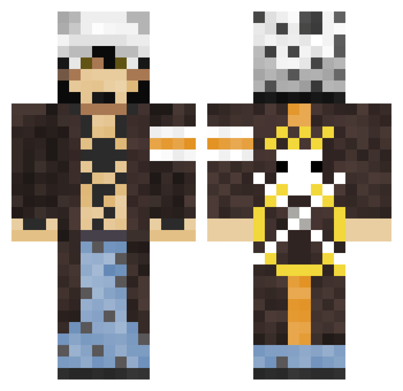 Clod1337 Minecraft skin, front and back view