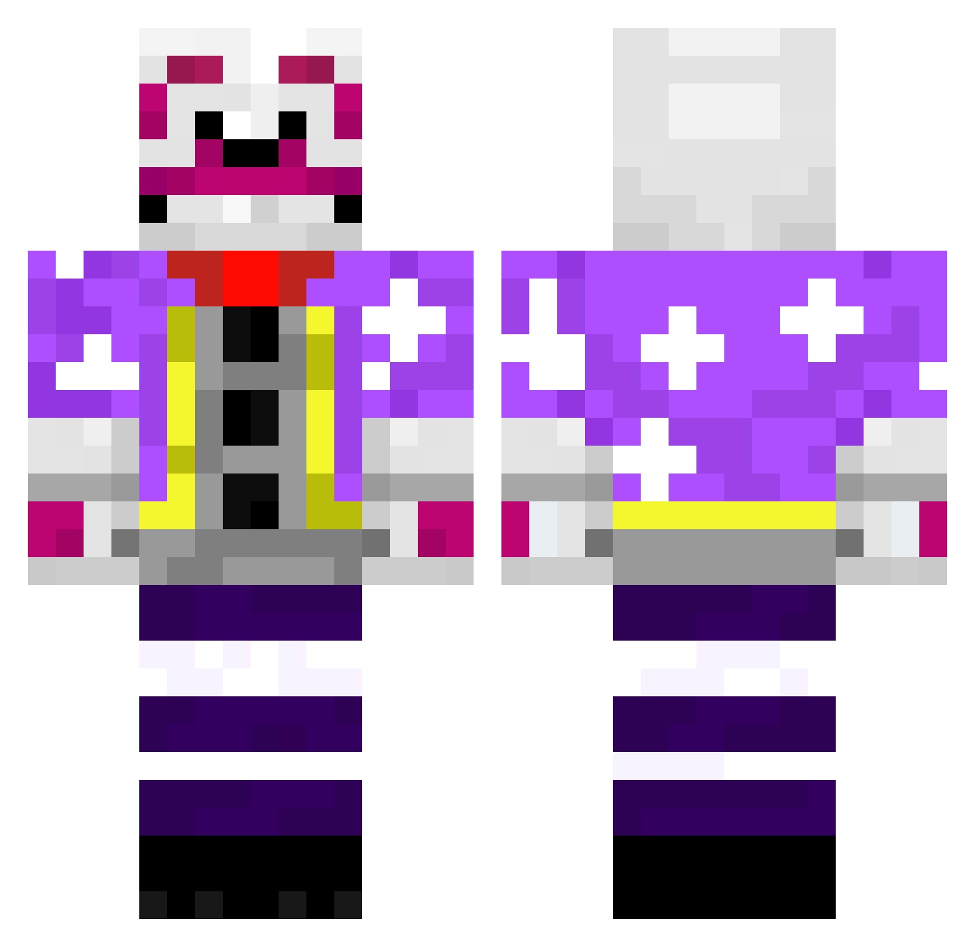 freddycam Minecraft skin, front and back view