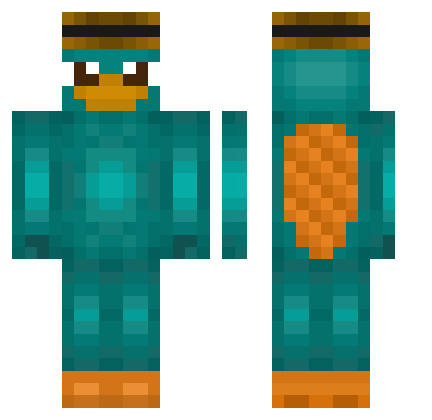QLotic Minecraft skin, front and back view