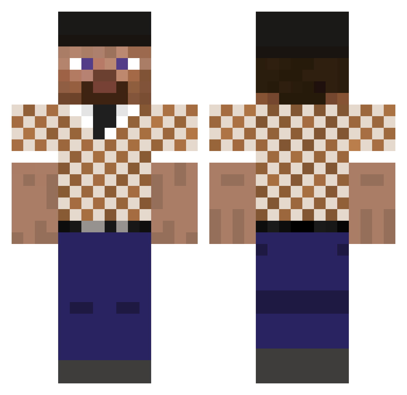 xPimpek01 Minecraft skin, front and back view
