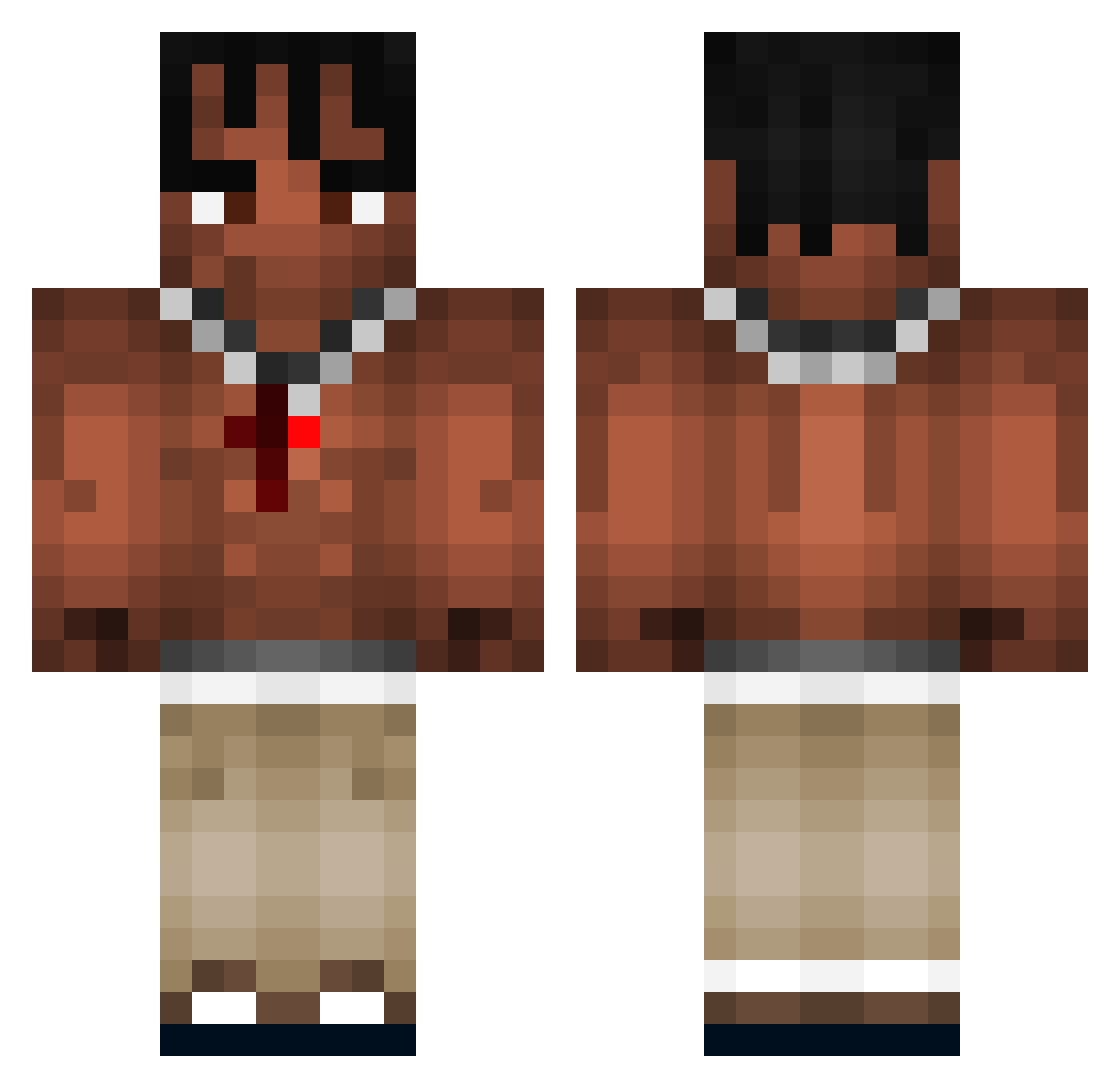 Mosaki64 Minecraft skin, front and back view
