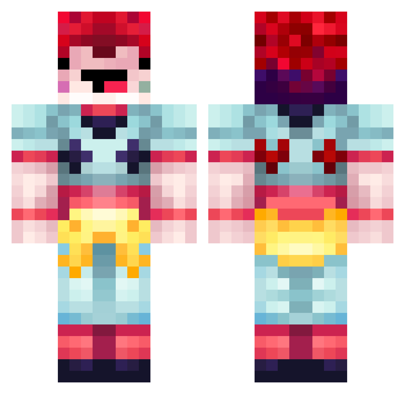 Pizzea Minecraft skin, front and back view