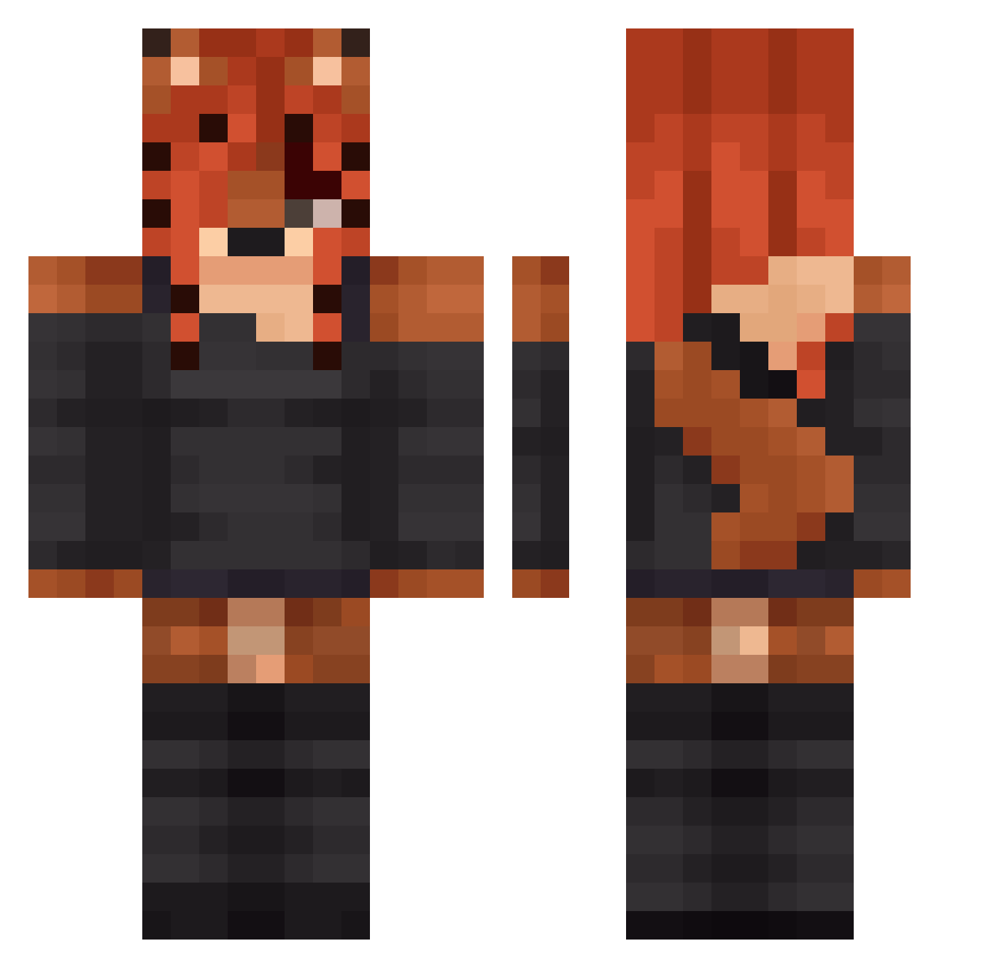 Miiinuty Minecraft skin, front and back view