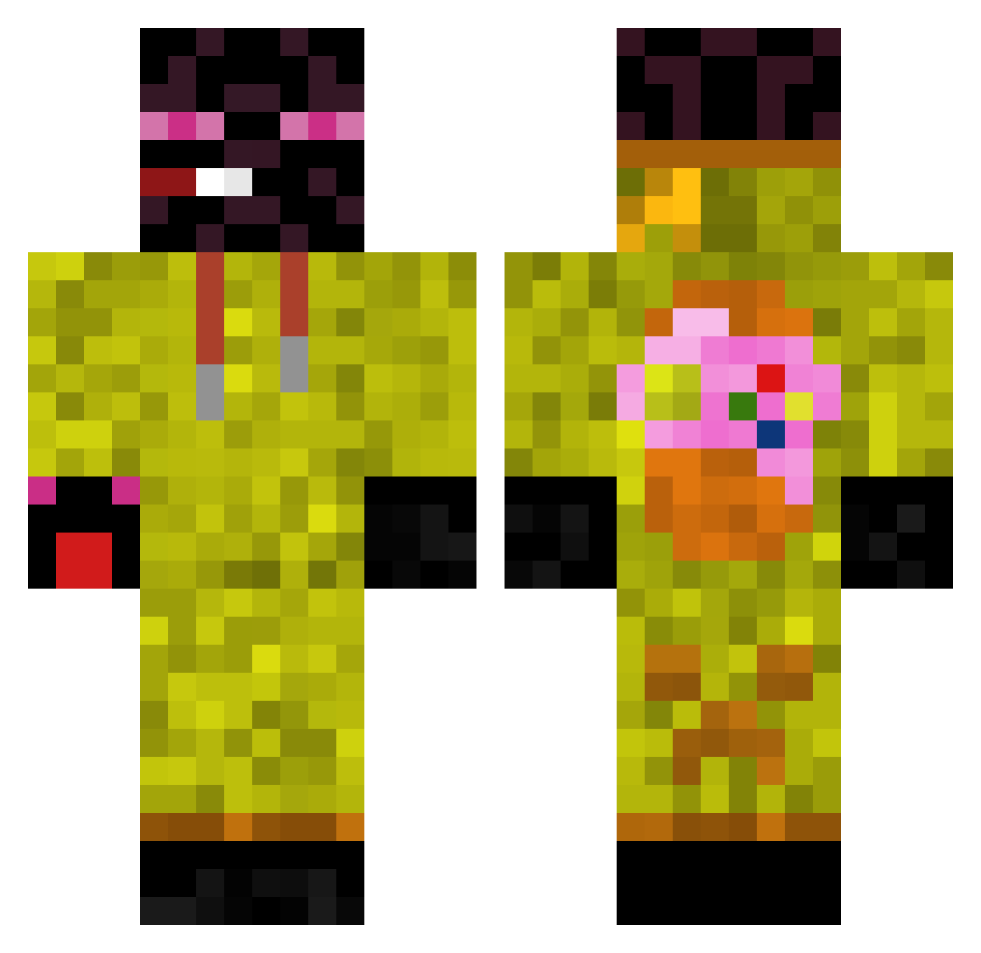 a97ven Minecraft skin, front and back view