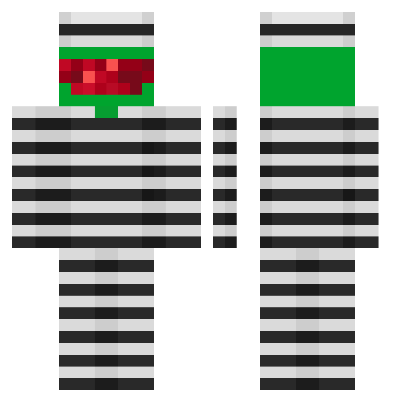 bergh Minecraft skin, front and back view