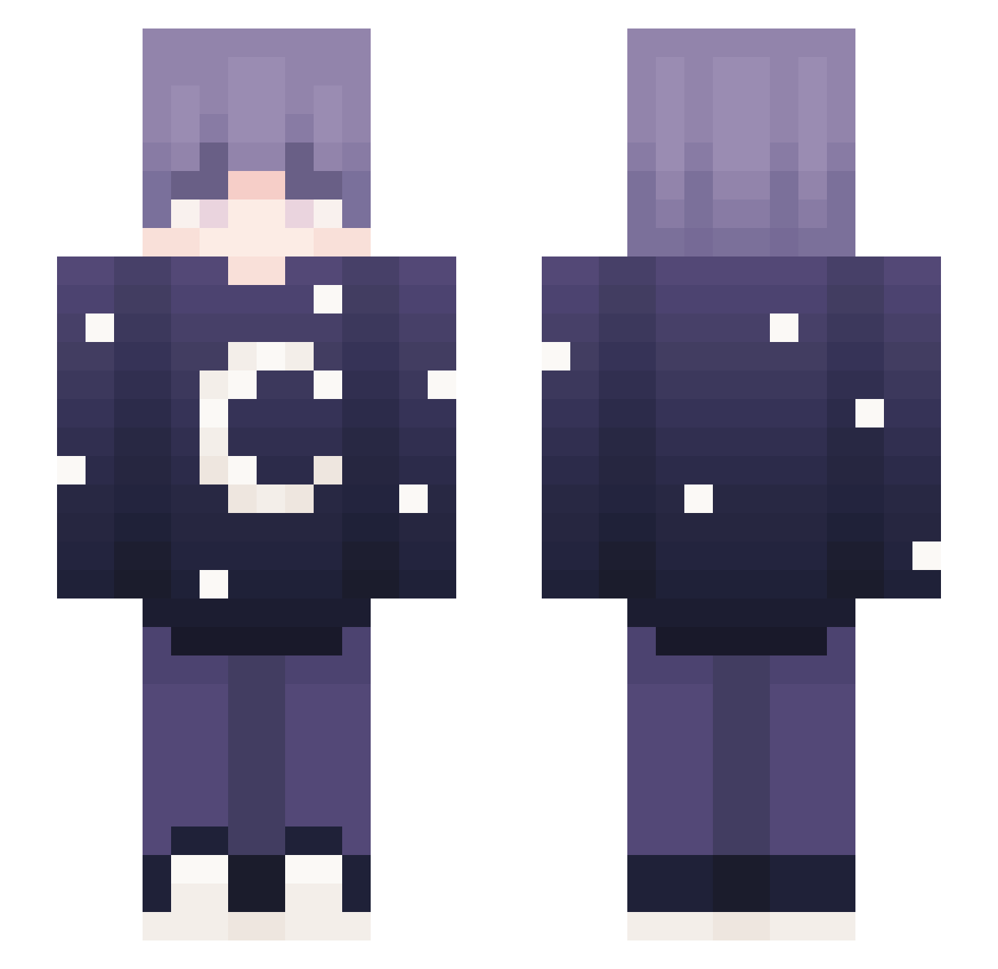 Xorik Minecraft skin, front and back view