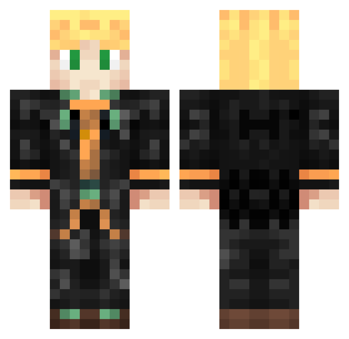 Hunterdam Minecraft skin, front and back view