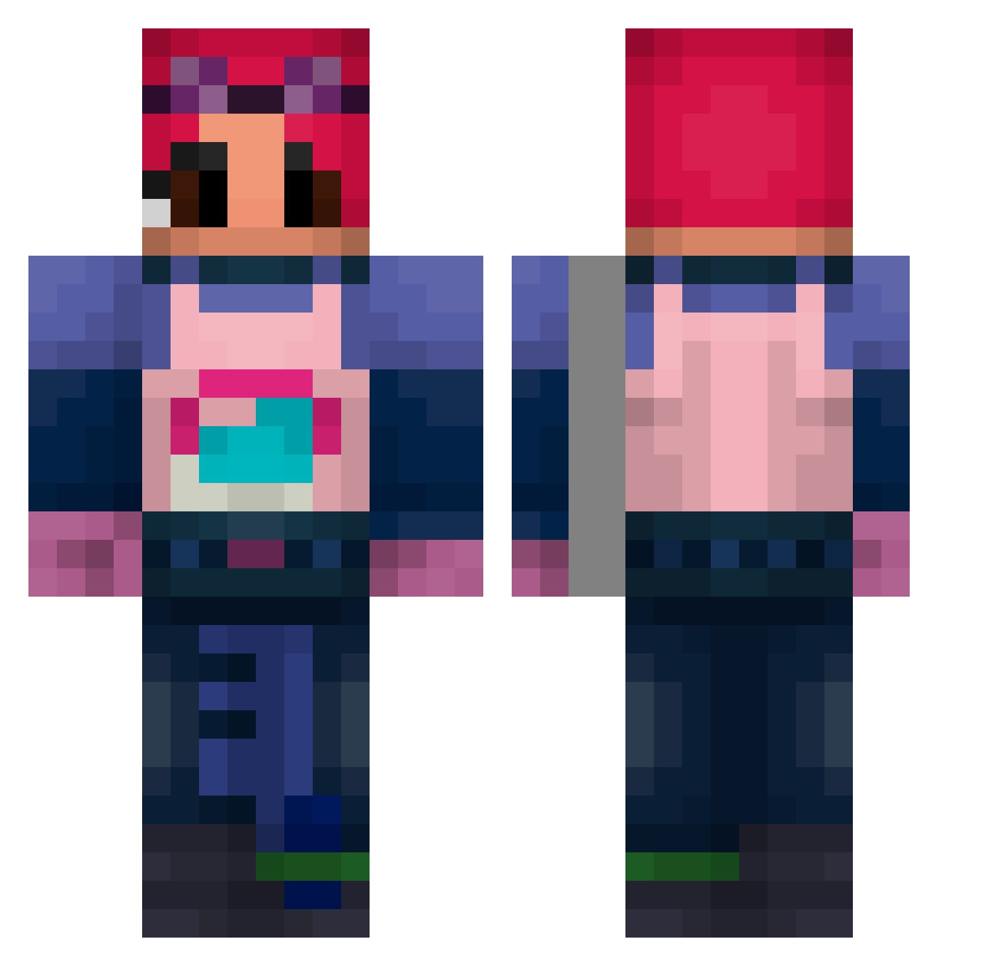 Geezer Minecraft skin, front and back view