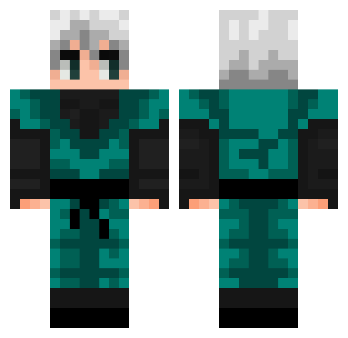 CutieSad Minecraft skin, front and back view