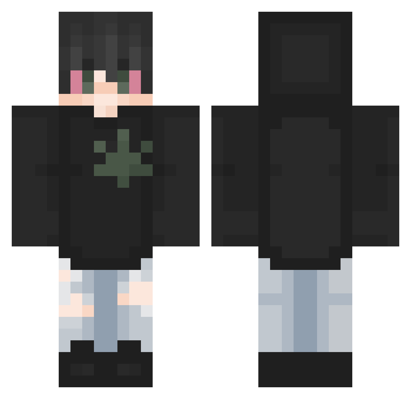 dock_e Minecraft skin, front and back view
