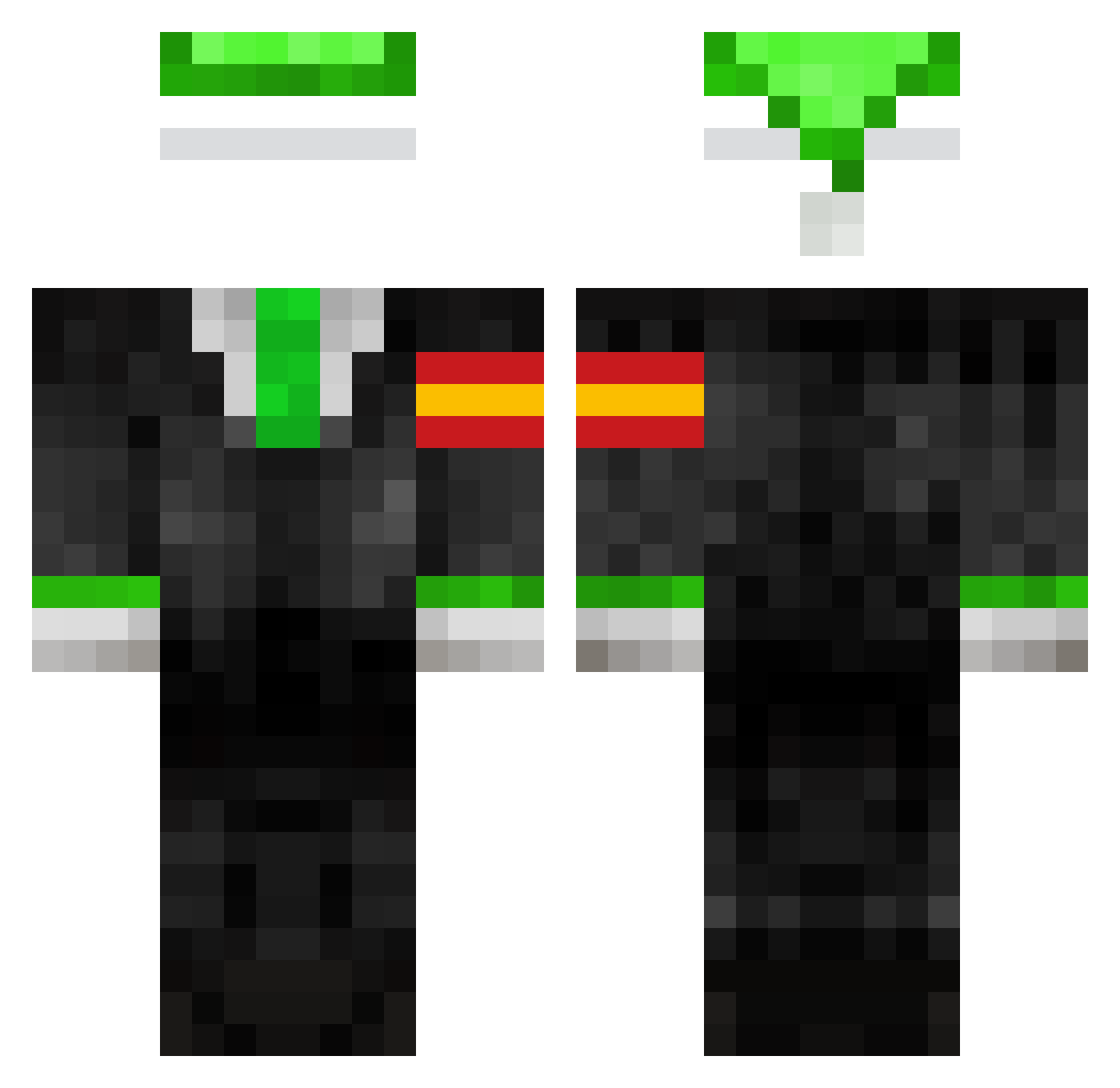 Kindershelf Minecraft skin, front and back view
